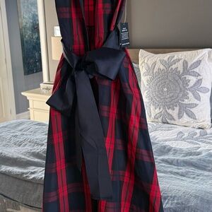 Boston Proper Stylish Red and Blue Tartan Halter Dress.